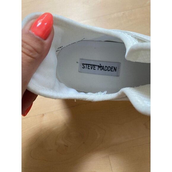 Steve Madden "Vance" white platform Sneaker rhinestone Womens lace up - Picture 3 of 9